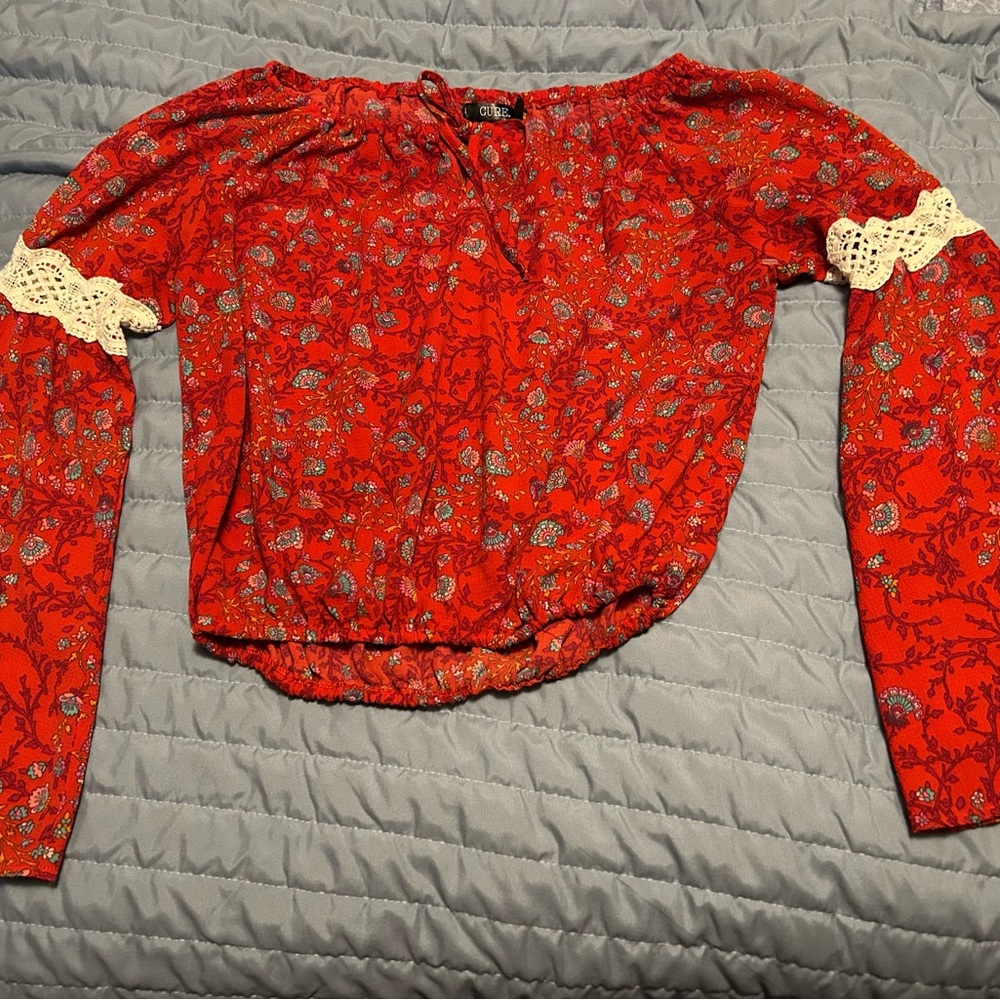CURE Red Floral Women's Blouse
